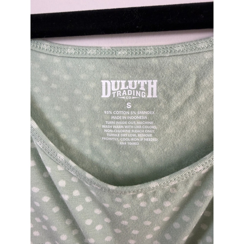 Duluth Trading Co Tank Top Women's S Green Polka Dot No-Yank Stretch Scoop Neck - Picture 4 of 4